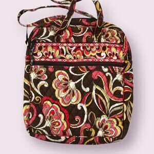 Vera Bradley Quilted Bag Brown & Pink Floral Design Travel